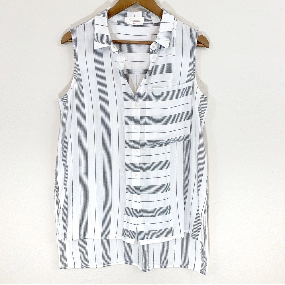 Two By Vince Camuto Striped Button Down Tank Top